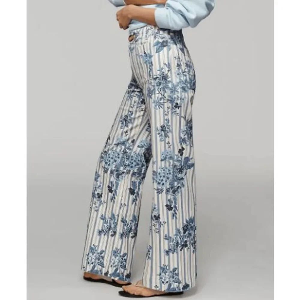 Anthropologie Colette High-Rise Wide-Leg Jeans by Maeve- Provence Floral Stripe-